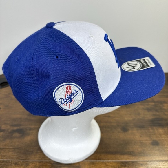 Los Angeles Dodgers '47 Brand Sure Shot Captain Snapback Hat Blue White MLB - Picture 3 of 8